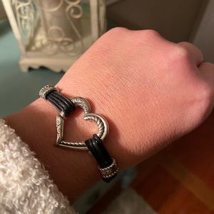 Brighton Black Leather Heart Bracelet
